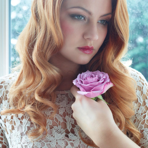 makeup for editorial shoot - bride with flower