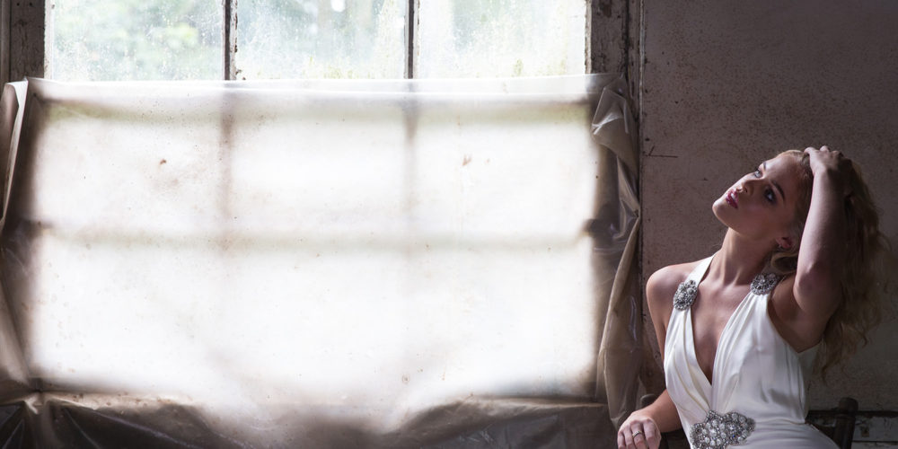 makeup for editorial shoot - bride by window