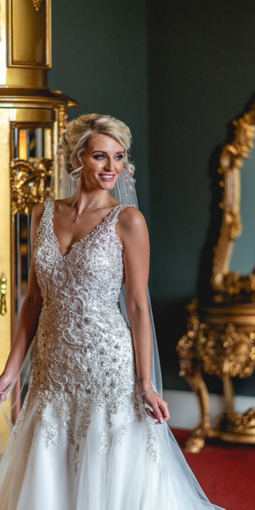 Bridal makeup - beautiful bride in wedding dress