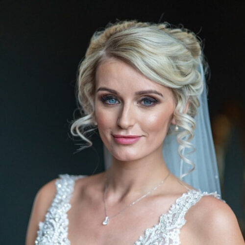 Bride with makeup looking to camera